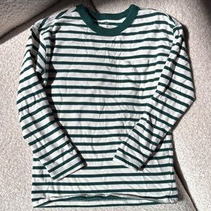 H&M Kids Long Sleeve Shirt - Green and White Stripes
